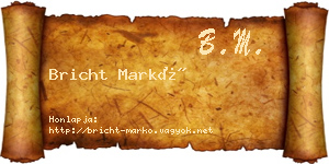 Bricht Markó névjegykártya
